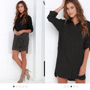 City Strut Black Shirt Dress